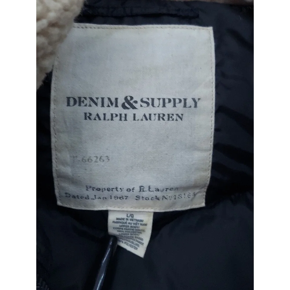 Denim & Supply Ralph Lauren Vest Mens Large Navy Brown Western Sherpa Collar